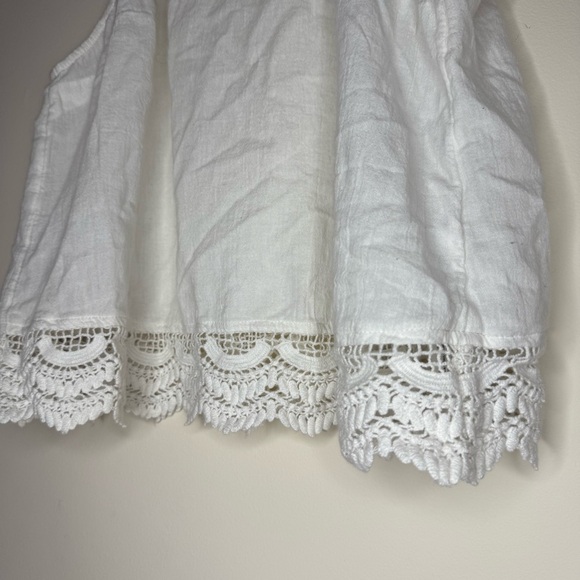 A+F Boho 100% Cotton Flowy White Swing Lace Halter Style Cropped Tank Top - Picture 4 of 8